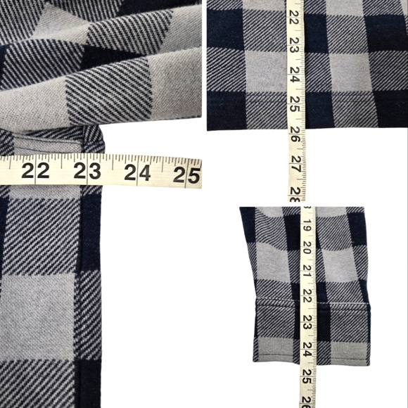 Lands End Mens Buffalo Check Blue and Gray Snap Buttoned Shirt - Picture 10 of 12